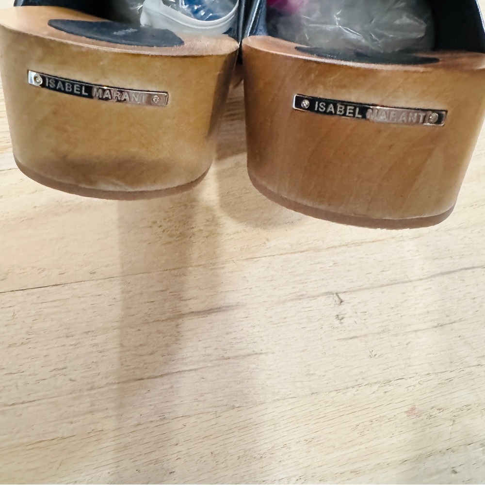 Isabel Marant Thalie Leather black Clogs Wood Mule Women EU 41 NEW - Picture 7 of 8